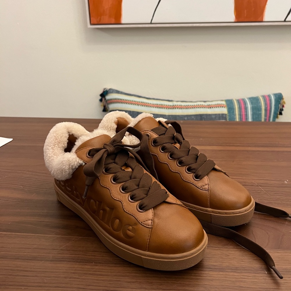 See by Chloe sneaker with fur detail